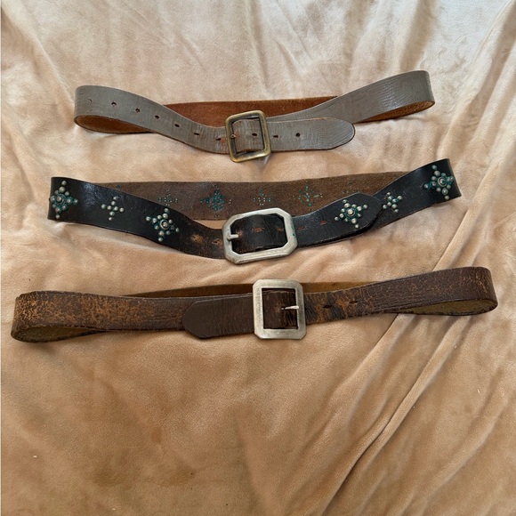 Old Stud Handmade Leather Belt Set - Tan, Brown and Black M/L